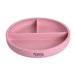 Prato Infantil de Silicone com Ventosa e Divisória Freso Baby Rosa