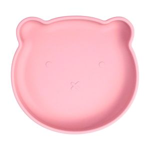 Prato Infantil de Silicone com Ventosa Freso Baby Urso Rosa