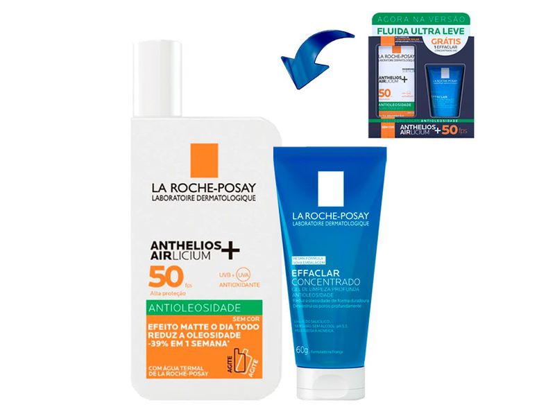 kit-la-roche-posay-protetor-solar-facial-anthelios-airlicium-antioleosidade-fps50-sem-cor--gel-de-limpeza-effaclar-concentrado-50g-farmacia-online-drogal