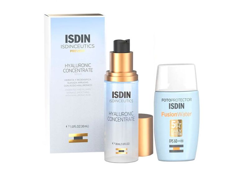 kit-beauty-serum-anti-idade-isdinceutics-hyaluronic-concentrate-30ml--protetor-solar-facial-isdin-fusion-water-fps60-30ml