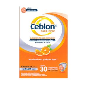 Suplemento Alimentar Cebion Para Levar Vitamina C + Zinco Sabor Laranja 30 Comprimidos Mastigáveis