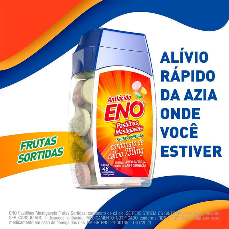 Eno Pastilhas Mastigáveis Frutas 48 Comprimidos | Drogal