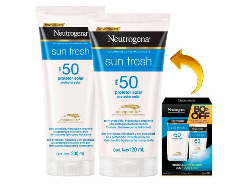 kit-neutrogena-sun-fresh-helioplex-xp-protetor-solar-corporal-fps50-200ml--protetor-solar-corporal-fps50-120ml-farmacia-online-drogal