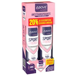 Kit Desodorante Antitranspirante Above Women Sport Energy Aerossol 2 Unidades 200ml Cada