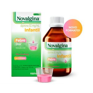 Analgésico e Antitérmico Novalgina Infantil 50mg/ml Sabor Framboesa Solução Oral 100ml + Copo Dosador