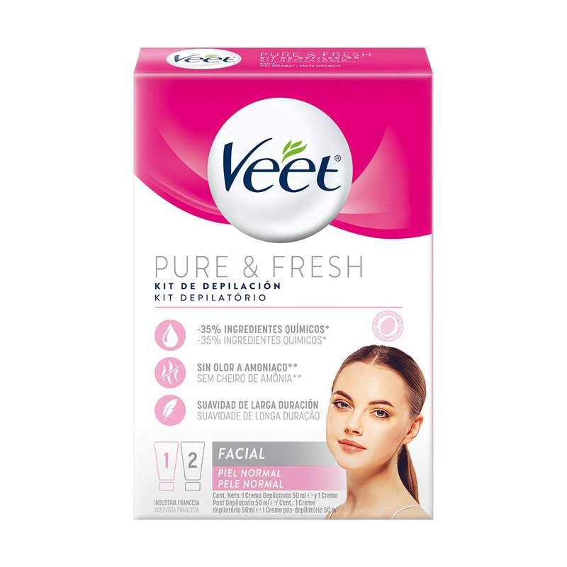 Kit de Depilação Facial Veet Pure & Fresh 1 Creme Depilatório 50ml
