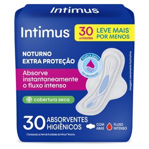 Absorvente Intimus Noturno Extra Proteção Seca com Abas 30 Unidades