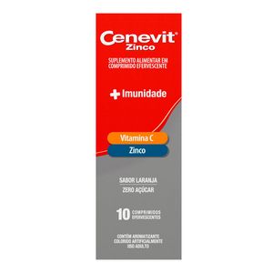 Suplemento Alimentar Cenevit Zinco + Imunidade Sabor Laranja 10 Comprimidos Efervescentes