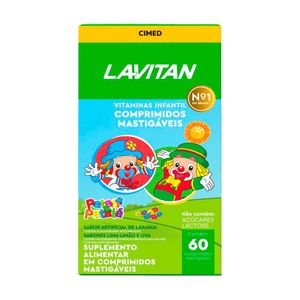 Suplemento Alimentar Infantil Lavitan Patati Patatá Sabor Uva, Limão e Laranja 60 Comprimidos Mastigáveis