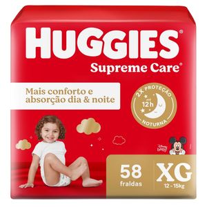 Fraldas Huggies Supreme Care XG Embalagem Econômica 58 Unidades