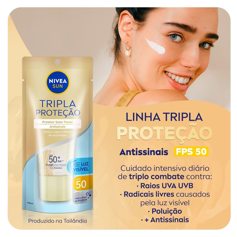 Nivea Sun Triple Protect Antissinais FPS50 40ml | Drogal