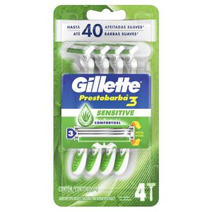 Aparelho de Barbear Descartável Gillette Prestobarba3 Sensitive Comfortgel 4 Unidades