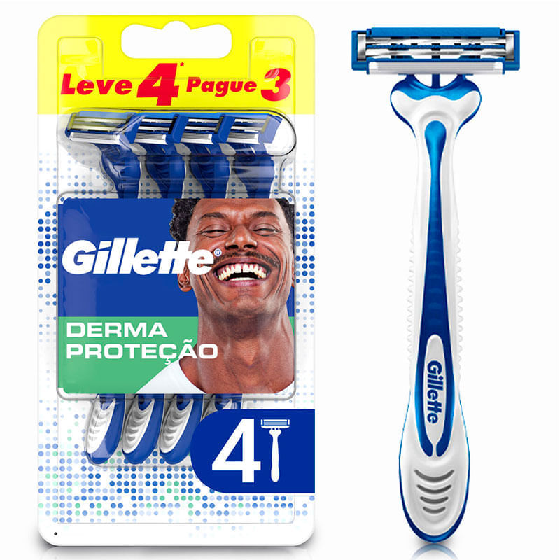 Aparelho de Barbear Gillette Derma Proteção Com 4 Unidades