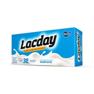 Suplemento Alimentar Lacday 10.000 U.FCC Enzima Lactase 30 Comprimidos Mastigáveis