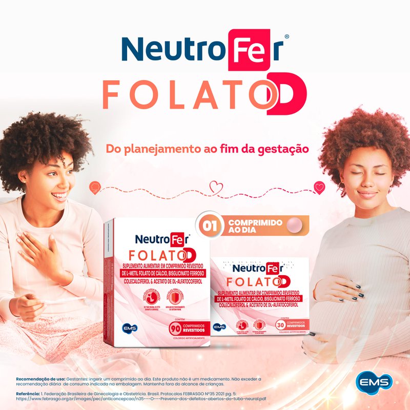 Encontraproduto.com.br - Suplemento Alimentar NeutroFer Folato D 90 Comprimidos Revestidos