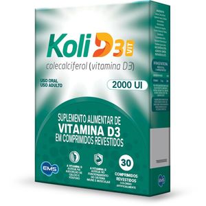Suplemento Alimentar Koli D3 Vit 2.000UI Vitamina D 30 Comprimidos Revestidos
