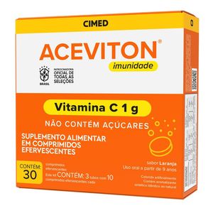 Suplemento Alimentar Aceviton Imunidade 1g Sabor Laranja 30 Comprimidos Efervescentes