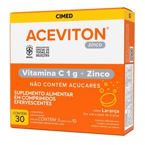 Suplemento Alimentar Aceviton Zinco Sabor Laranja 30 Comprimidos Efervescentes
