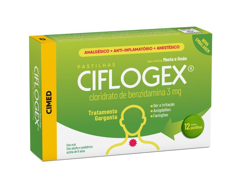 Ciflogex 3mg Sabor Menta e Limão 12 Unidades, Preço Drogal