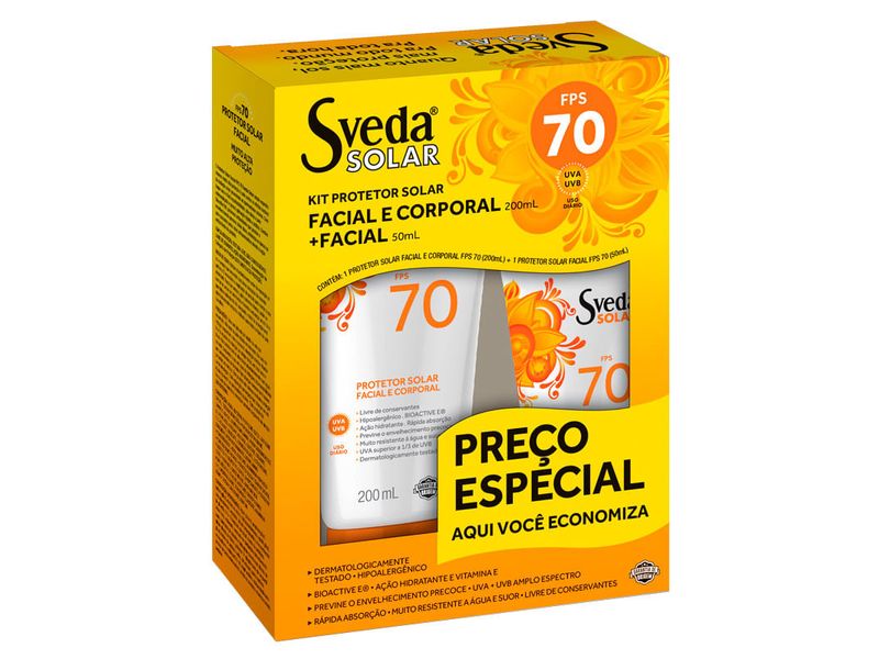 kit-protetor-solar-facial-e-corporal-sveda-fps70-200ml-protetor-solar-facial-sveda-fps70-50ml