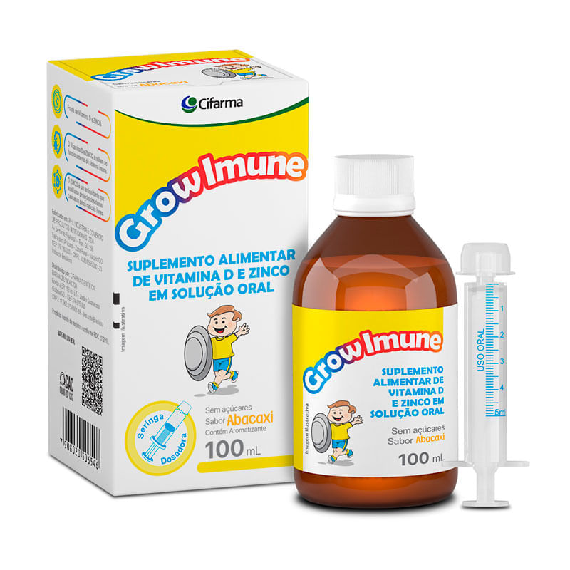 Suplemento Alimentar GrowImune Cifarma Sabor Abacaxi 100ml
