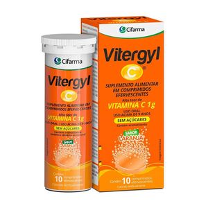 Suplemento Alimentar Vitergyl C 1g Sabor Laranja 10 Comprimidos Efervescentes