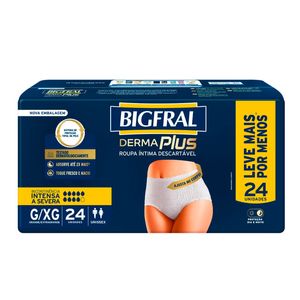 Roupa Íntima Descartável Bigfral Derma Plus Incontinência Intensa a Severa G/XG 24 Unidades