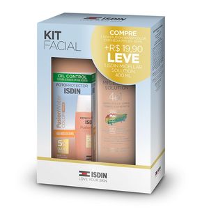 Kit Facial Isdin Protetor Solar Fusion Water Cor Média FPS50 50ml + Isdin Micellar Solution 400ml
