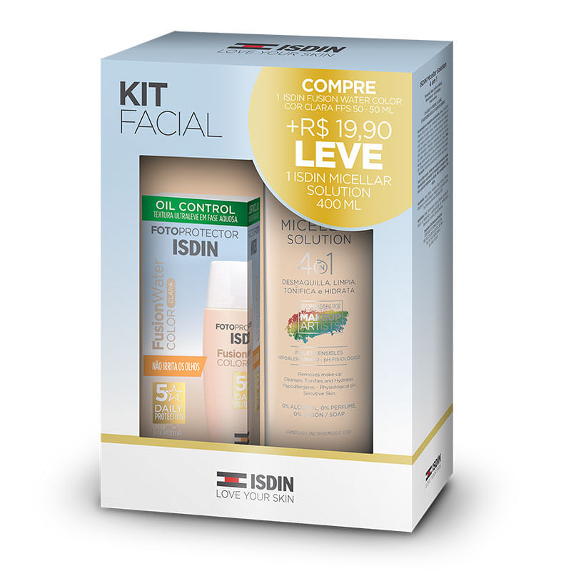 Kit Facial ISDIN Proteção Solar + Água Micelar de limpeza