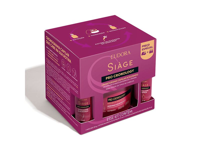kit-eudora-siage-pro-cronology-mascara-250g--potencializador-de-nutricao-10ml--potencializador-de-reconstrucao-10ml