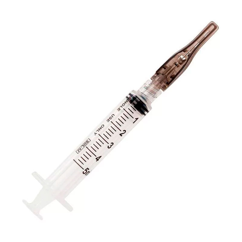 Seringa Sol-Care Luer Lock com Agulha de Segurança 30mmx0,7mm 5ml 1 Unidade