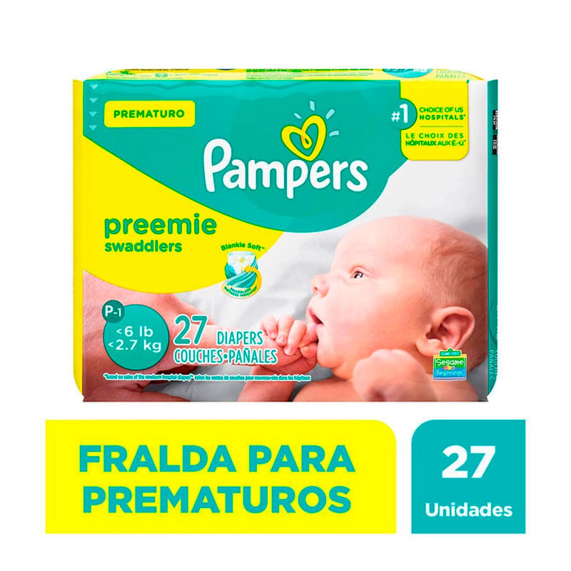 Fralda Pampers Prematuro: Preemie Swaddlers P1 27 Unidades