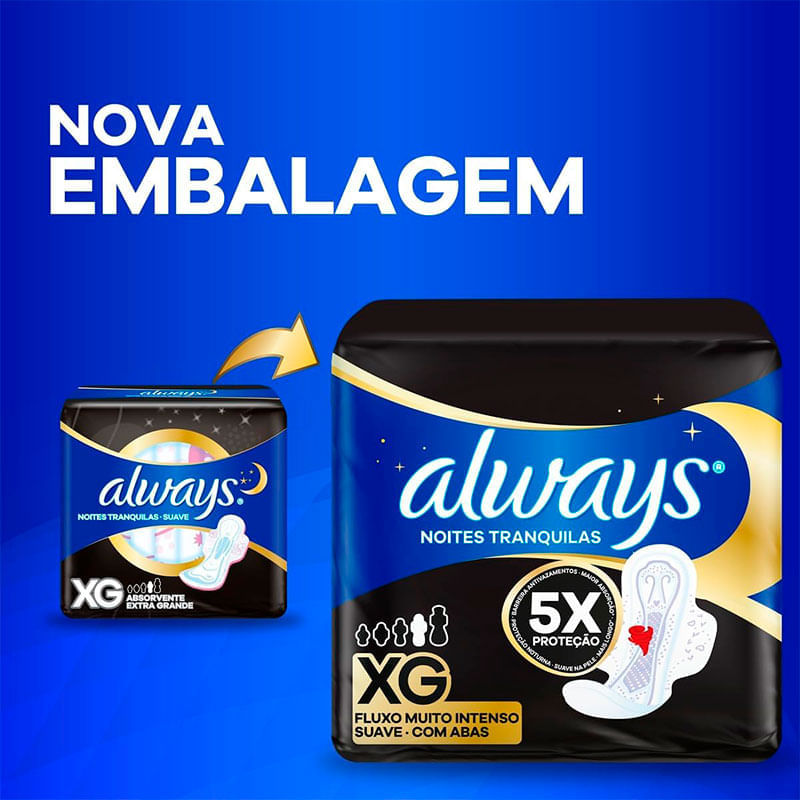 Always Noites Tranquilas Novo Tamanho XG - Compre na Drogal