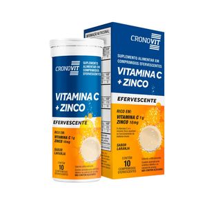 Suplemento Alimentar Cronovit Vitamina C + Zinco Sabor Laranja 10 Comprimidos Efervescentes