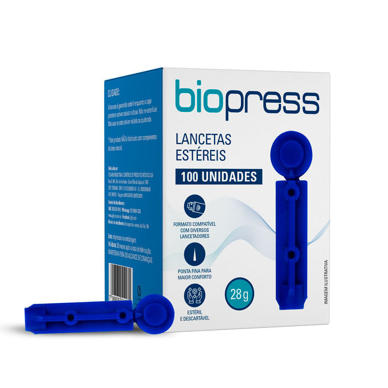 Lancetas Estéreis Biopress 100 Unidades - Compre na Drogal
