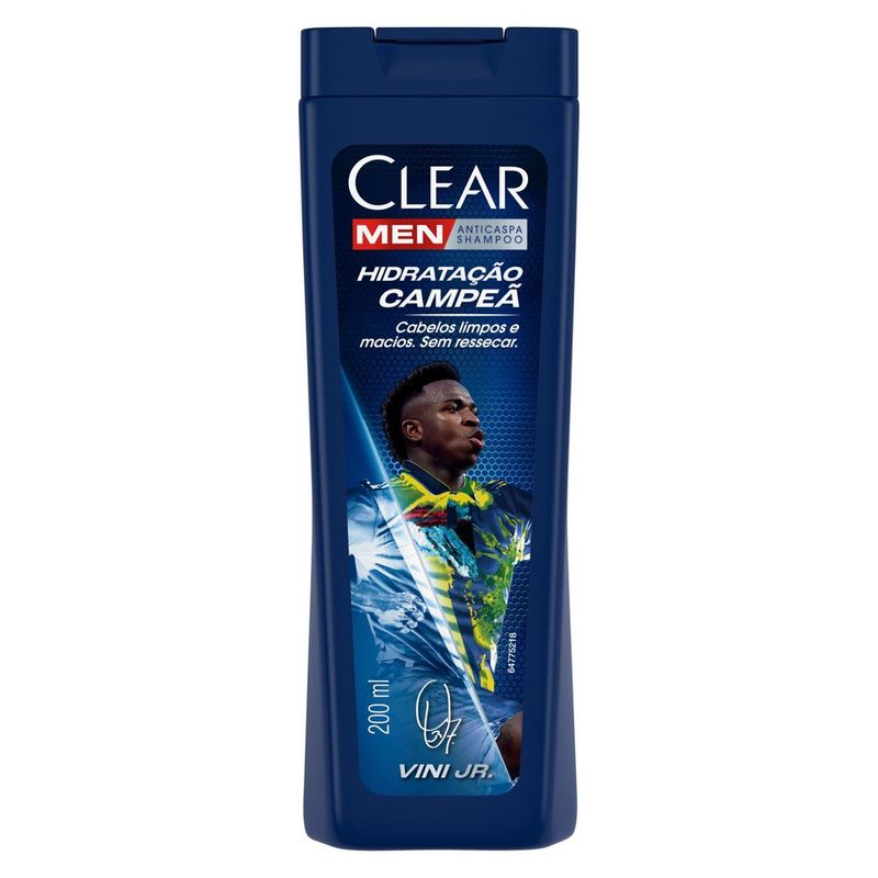 Shampoo Clear Men Anticaspa Hidratação Campeã 200ml Vini Jr