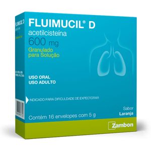 Fluimucil D 600mg Granulado Para Solução Oral Sabor Laranja 16 Envelopes