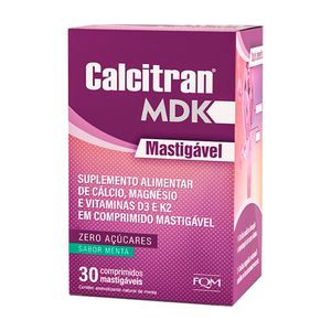 Suplemento Alimentar Calcitran MDK Sabor Menta 30 Comprimidos Mastigáveis