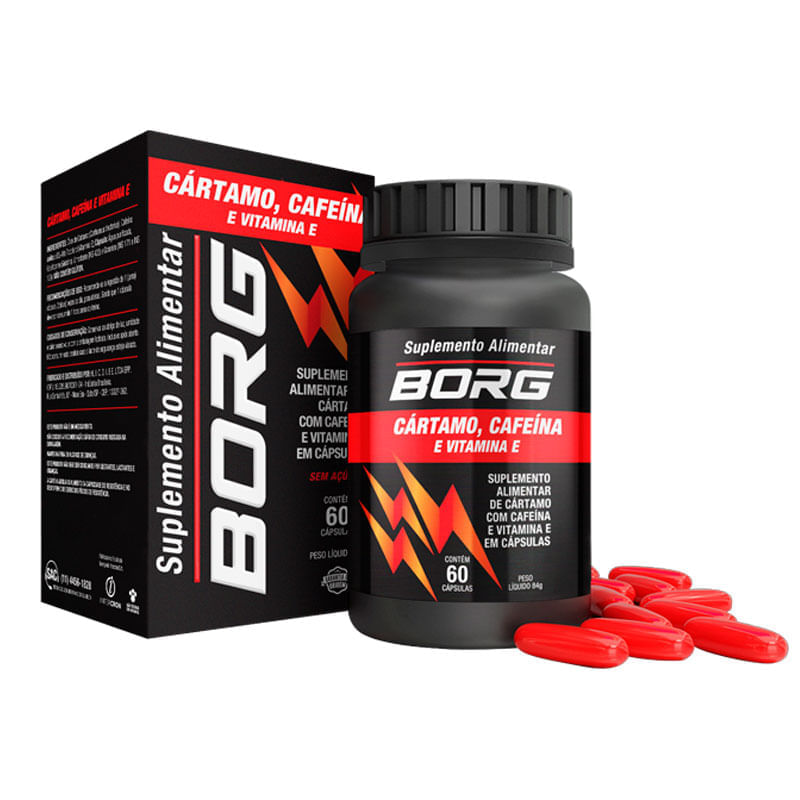 Cártamo, Cafeína e Vitamina E Borg 60 Cápsulas Gel