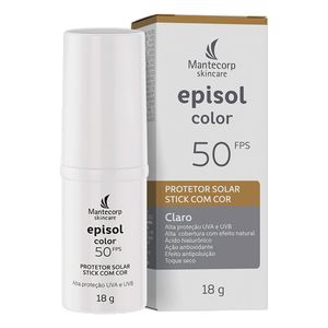 Protetor Solar Facial Episol Color Stick Cor Clara FPS50 18g
