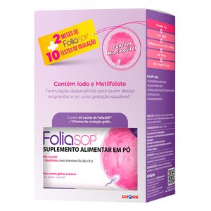 Kit Suplemento Alimentar Foliasop 60 Sachês + 10 Testes de Ovulação