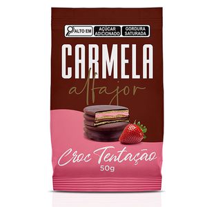 Alfajor Croc Tentação Carmela Sabor Morango e Chocolate 50g