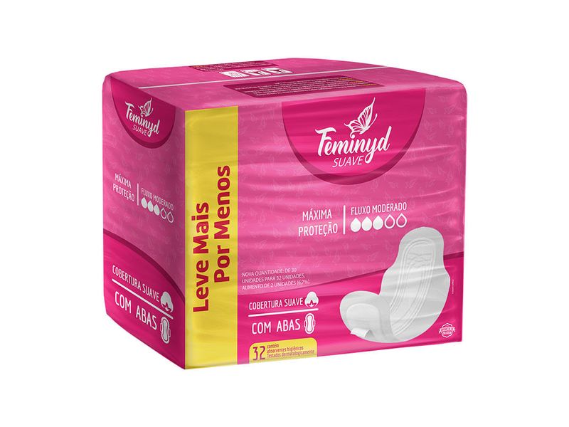 Absorvente-Feminyd-Cobertura-Suave-com-Abas-32-Unidades-farmacia-online-drogal