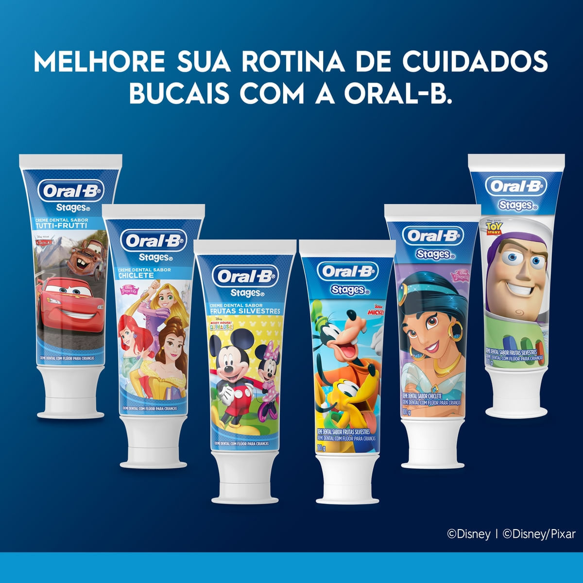Oral-B Stages Disney 100g: infantil, flúor, proteção, Dermo
