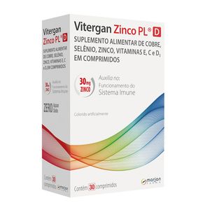 Suplemento Alimentar Vitergan Zinco PL D 30mg 30 Comprimidos