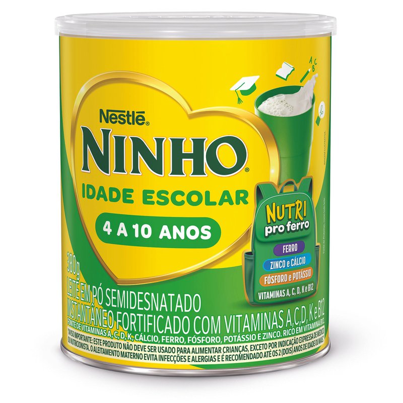 Encontraproduto.com.br - Leite em Pó Semidesnatado Ninho Idade Escolar 4 a 10 Anos 380g