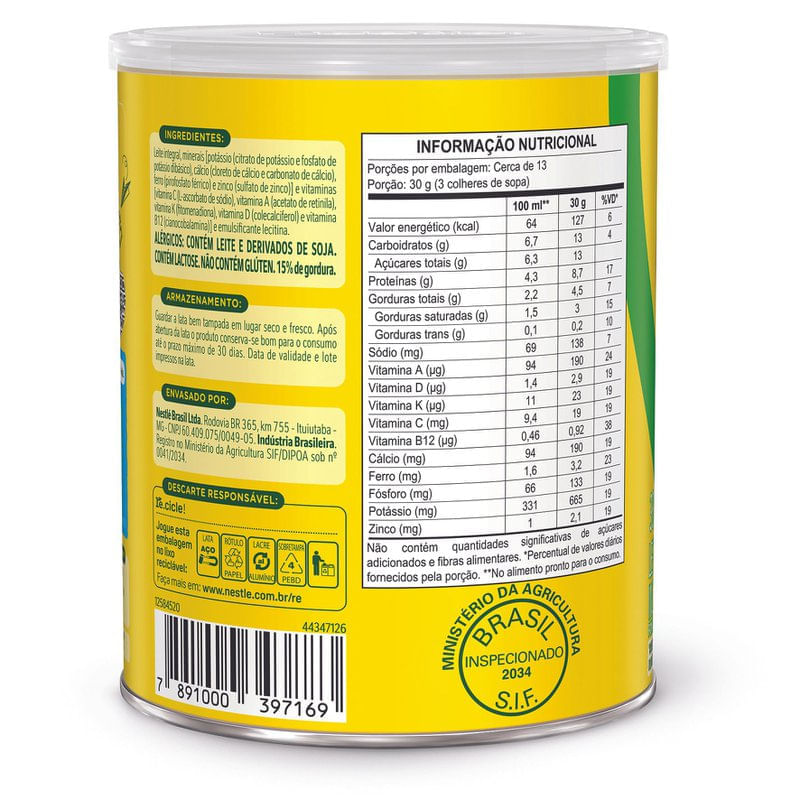 Encontraproduto.com.br - Leite em Pó Semidesnatado Ninho Idade Escolar 4 a 10 Anos 380g