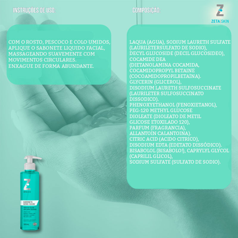 Sabonete Líquido Zeta Skin Sensi Clen Pele Sensível 300ml- Drogal