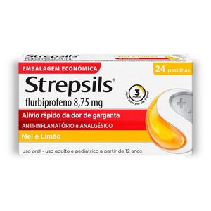 Pastilhas para garganta Strepsils 8,75mg Sabor Mel e Limão 24 Pastilhas