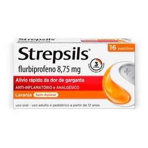 Strepsils 8,75mg Sabor Laranja Sem Açucar 16 Pastilhas